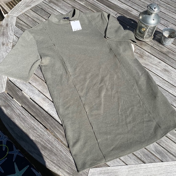 🍃 ZARA SAGE BASIC STITCHED BAGGY DRESS! - Picture 12 of 12